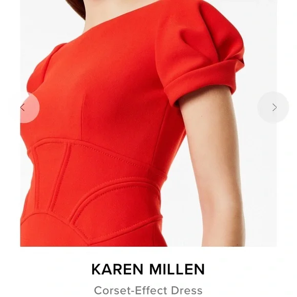 Karen Millen Red Corset Effect Dress - Picture 3 of 9
